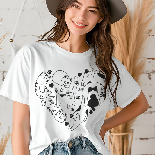 Cats Love Heavy Cotton Tee - Cute Pet Lover Graphic T-Shirt