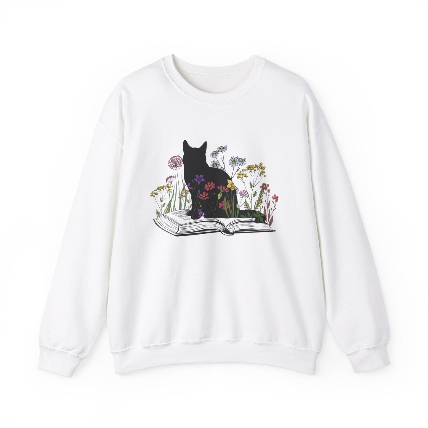 Cat Lover's Cozy Sweatshirt - Floral Book Design