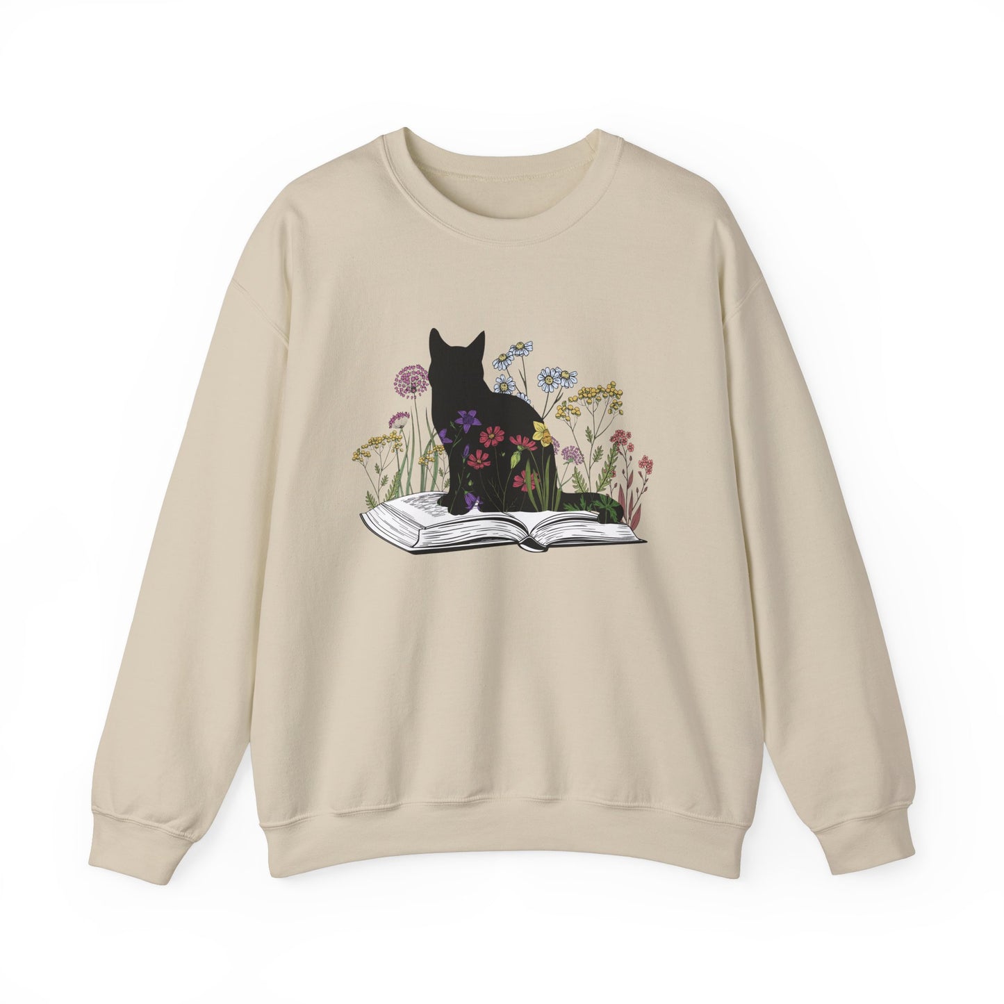 Cat Lover's Cozy Sweatshirt - Floral Book Design