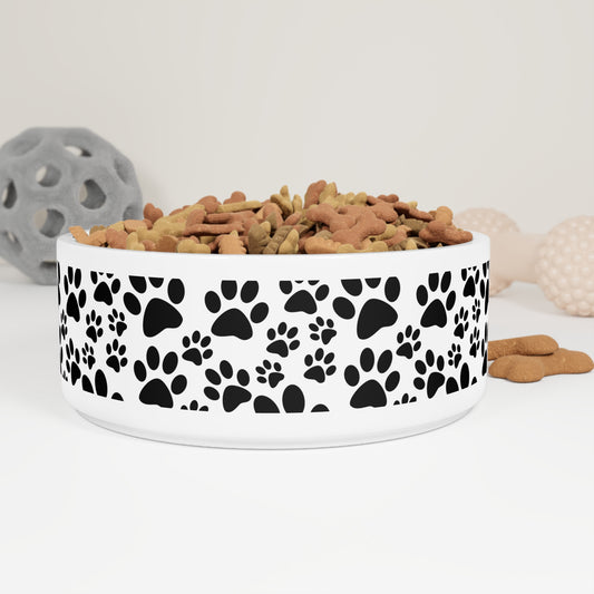 Stylish Pet Bowl with Paw Print Design | Perfect for Dog & Cat Lovers